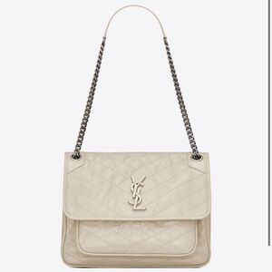 YSL Niki Medium in Vintage Leather Blanc Vintage